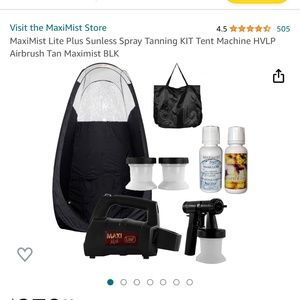 MaxiMist Lite Plus Sunless Spray Tanning KIT Tent Machine HVLP Airbrush Tan Maxi